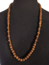 Vintage Signed Melissa Women&#39;s Necklace Brown Wood Looking Beads - £14.09 GBP