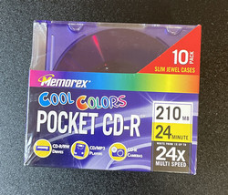 MEMOREX COOL COLORS POCKET 3inch CD-R 10pack *SEALED* 210MB 24min - £15.69 GBP