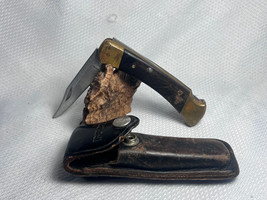 1990 Buck 110 Hunter Pocket Folding Knife Single Blade With Sheath - £31.65 GBP