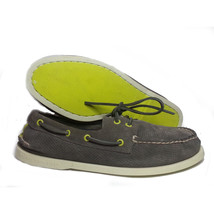 SPERRY Top-Sider Leather Boat Shoes Size 8 M Gray 2-Eyelets Perforated Surface  - $84.39