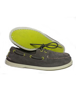 SPERRY Top-Sider Leather Boat Shoes Size 8 M Gray 2-Eyelets Perforated S... - £63.41 GBP