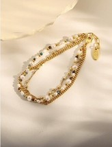 18K Gold Multi Strand Treasure Bracelet - gift for her, beautiful, long lasting - £42.10 GBP