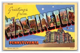 Large Letter Greetings From Washington Pennsylvania PA Linen Postcard U14 - £2.41 GBP