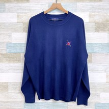 POLO Ralph Lauren Pure Cashmere Sweater Blue Golf Shield Logo Vintage Me... - £158.02 GBP