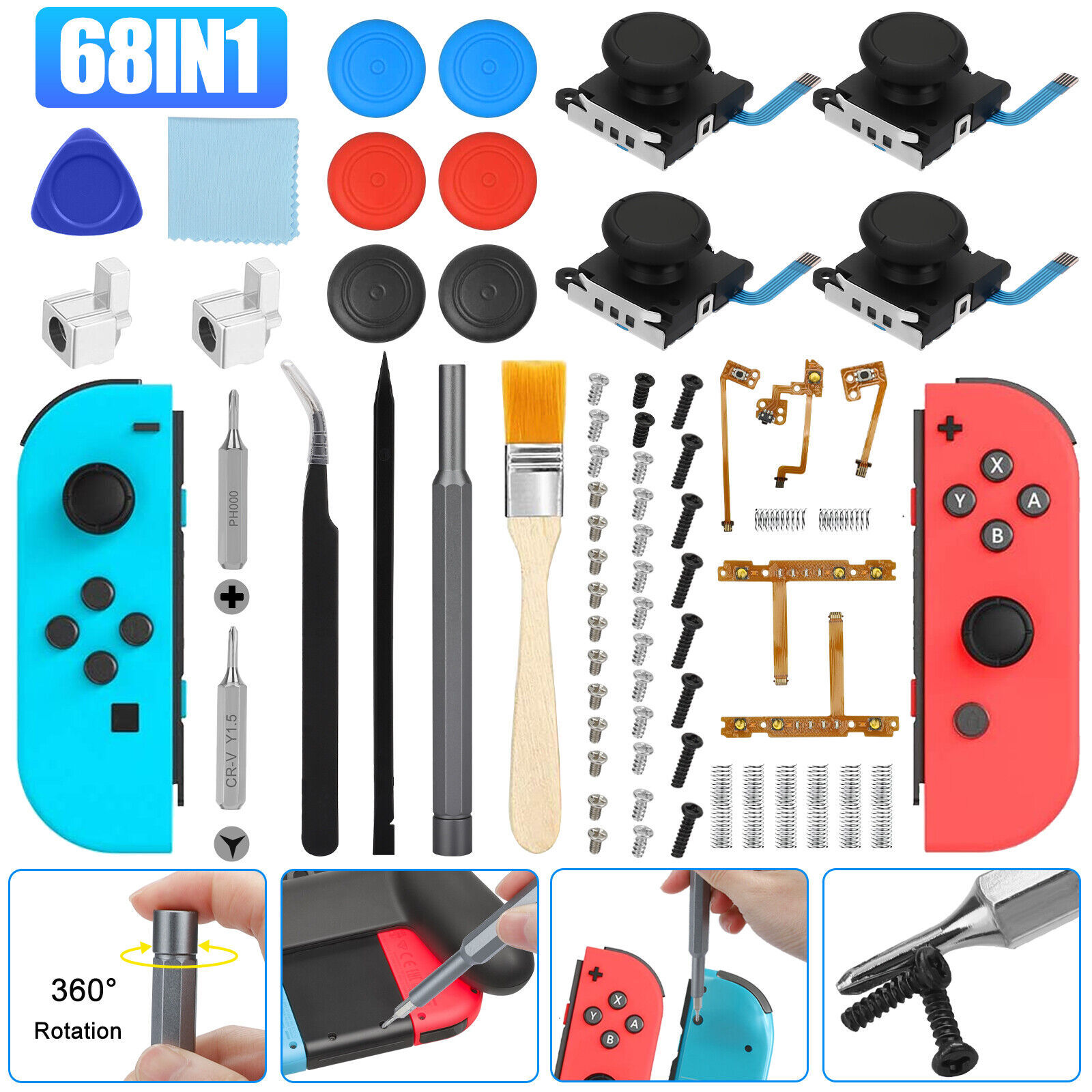 Primary image for 68In1 Repair Tool Kit For Nintendo Switch Joy Con 3D Analog Joystick Thumb Stick