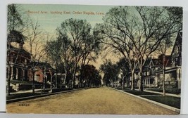 IA Cedar Rapids Iowa Second Avenue Looking East c1910 Street View Postcard Q11 - £6.37 GBP