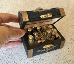 Miniature Spooky Halloween Potions Chest w 13 Tiny Ingredient Bottles &amp; Key - #1 - £10.07 GBP