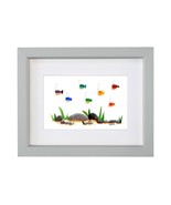 Rainbow Fish - Sea Glass & Pebble Picture - Unique Handmade - Sea Glass Art - $59.99 - $65.99