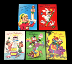 Vintage Children&#39;s Birthday Cards Lot of 5 Sunshine Cards w/ Envelopes NEW - £9.41 GBP