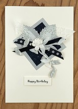 Black and White Birthday Flower Arrangement Greeting Card - £7.76 GBP
