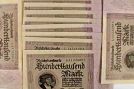 1923 Germania 100,000 Segno Banconote / 11 (Undici) Sequentially Numerat... - $158.23