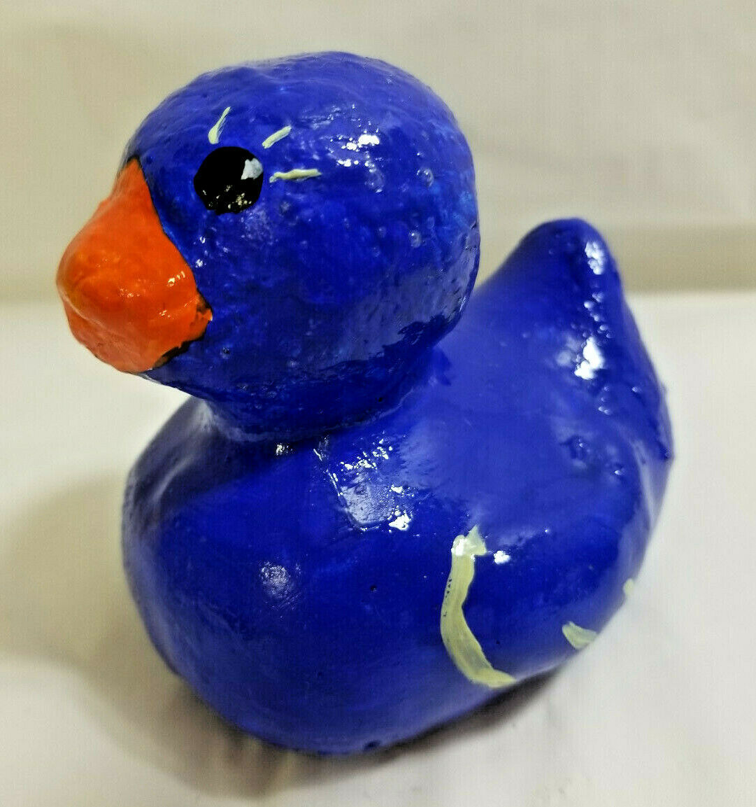 Cement Duckie Duck Sculpture by Bren Indoors/Outside Garden Art Blue Medium - $25.99