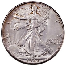 1942 Marche Liberty 50C Demi Dollar En Choix Bu État, Terrific Oeil Appeal - $55.09