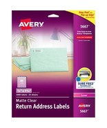 Avery 1/2" x 1-3/4" LASER Clear Return Address Labels 400 Labels 5 Sheets 5667 - $6.99