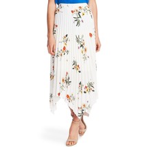 Vince Camuto white floral surreal garden handkerchief pleat skirt large MSRP 119 - £23.97 GBP