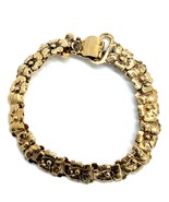 Vintage Signed Sterling Gold Tone Pansy Flower Panel Link Bracelet size 7 - €67,44 EUR