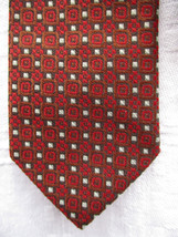 Superba 1950s Mens Tie Dacron Polyester Red with Gray Brown Geometric Washable - £19.03 GBP