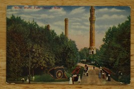 Vintage Travel Souvenir Postcard Water Works Park Detroit Michigan Jefferson Ave - £7.70 GBP