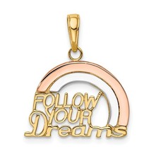 14K Tri Color Gold &quot;Follow Your Dreams&quot; Pendant - £151.86 GBP