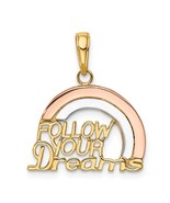 14K Tri Color Gold &quot;Follow Your Dreams&quot; Pendant - $250.99
