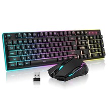 K10 Wireless Gaming Keyboard And Mouse Combo, Led Backlit Rechargeable 3800Mah B - £71.31 GBP