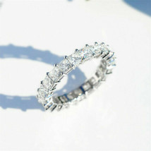 1.50Ct Princess Cut Lab Created Diamond Wedding Band Ring In 14K White Gold FN - £110.53 GBP