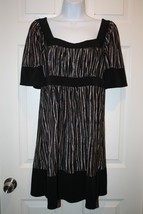 BCBG MAXAZRIA Womens Striped Dress Size Medium M Black Beige White Short Sleeve - £15.48 GBP
