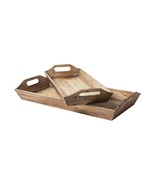Set Of 2 Natural Brown Wood With Grains And Knots Highlight Trays - $2,682.81 MXN