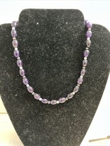 Beaded Purple Glass Or Amethyst Choker Necklace 925 Sterling Silver 17” - $562.00 MXN