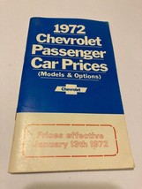 VTG 1972 CHEVROLET Passenger Car Prices Dealership Sales Booklet Models ... - $19.75