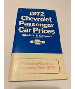 VTG 1972 CHEVROLET Passenger Car Prices Dealership Sales Booklet Models ... - £15.54 GBP