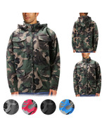 Men&#39;s Heavyweight Army Hunting Camo Removable Hood Quilted Insulated Jacket - £46.26 GBP