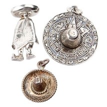 Two (2) Sterling Silver Sombrero Mexican Hats &amp; One Mexican Man Brooch - £102.17 GBP