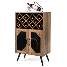 Wine Bar Cabinet for Liquor Industrial Buffet Sideboard with Removable Wine Rack - £175.85 GBP