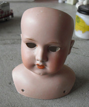 Vintage Armand Marseille A0M 370 1/2 Bisque Girl Doll Head and Shoulders 5" Tall - $98.01