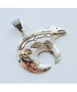 MARK YAZZIE NATIVE AMERICAN 925 STERLING SILVER 12K GOLD BEAR PENDANT - $398.95 CAD