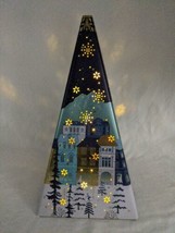 Light Up Festival Holiday Snow Christmas Town Empty Tin 6&quot; X 6&quot; X 12&quot; - £22.14 GBP