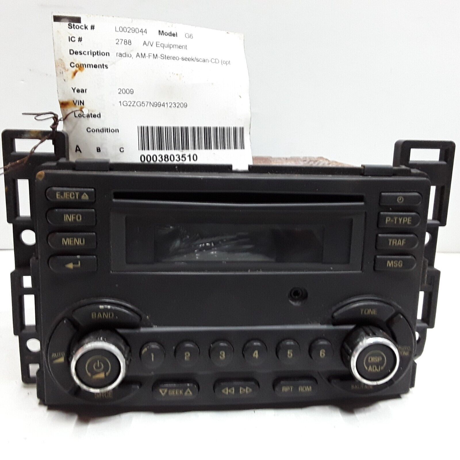 08 09 Pontiac G6 AM FM CD radio receiver bad screen 25890719 - $24.74