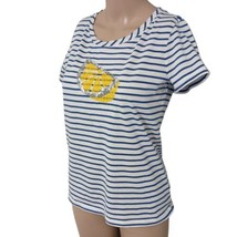 Talbots Lemon T Shirt XS Top Sequin Blue White Striped Tee Pima Cotton Nautical  - £17.89 GBP