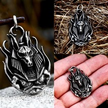 Mens Egyptian God Anubis Pendant Necklace Punk Biker Jewelry Stainless Steel 24&quot; - £7.90 GBP