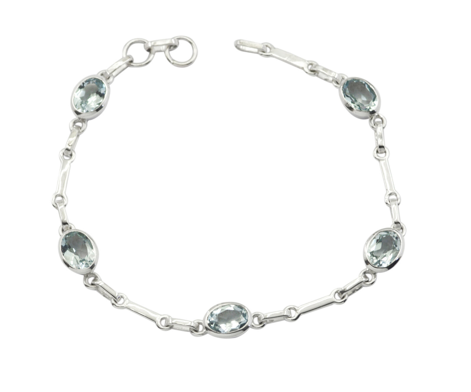 elegant Blue Topaz 925 Solid Sterling Silver Blue Bracelet genuine jewel... - $35.63