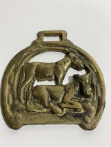 Colt and Mare  Antique Horse Brass Medallion Architectural salvage with 3D look - £13.02 GBP
