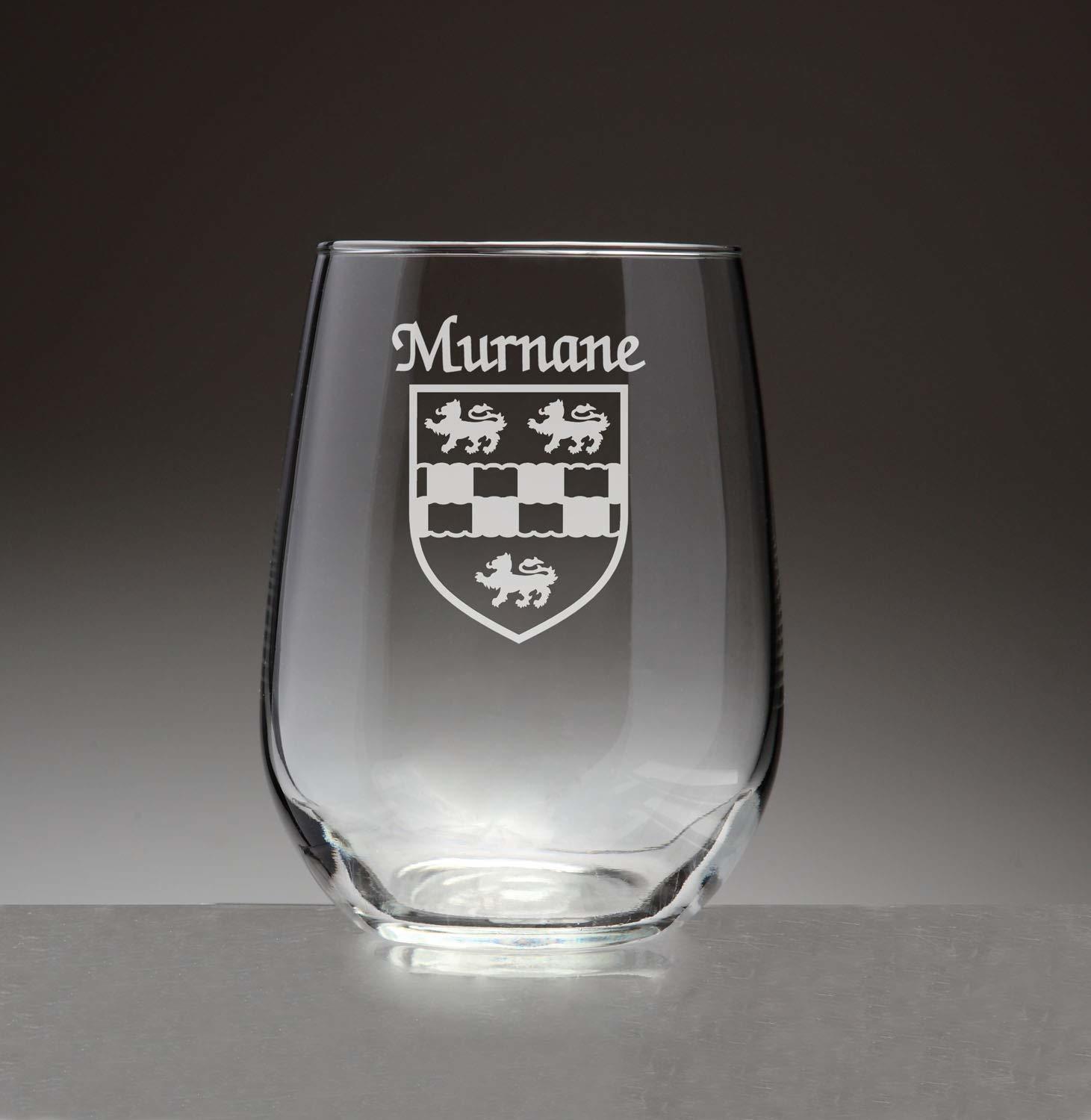 Primary image for Murnane Irish Coat of Arms Stemless Wine Glasses (Sand Etched)