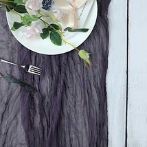 Purple - 10 ft Cheesecloth Extra Long Table Runner Cotton Wedding Party - $31.88