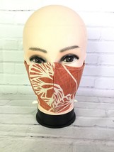 Custom Made New Handmade Face Mask Fabric Muslin Floral Orange Ribbon Ties - £9.95 GBP