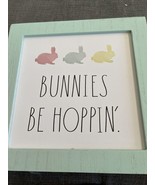 Rae Dunn Wooden Spring Easter Sign Bunnies Be Hoppin’ Easter Bunny - £14.89 GBP