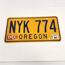 Oregon License Plate 1989 NYK 774 Expired Yellow w Black Letters VTG USA - £15.10 GBP