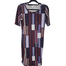 LuLaRoe Simply Comfortable Dress Medium Womens Short Sleeve Midi Multicolor - £17.58 GBP