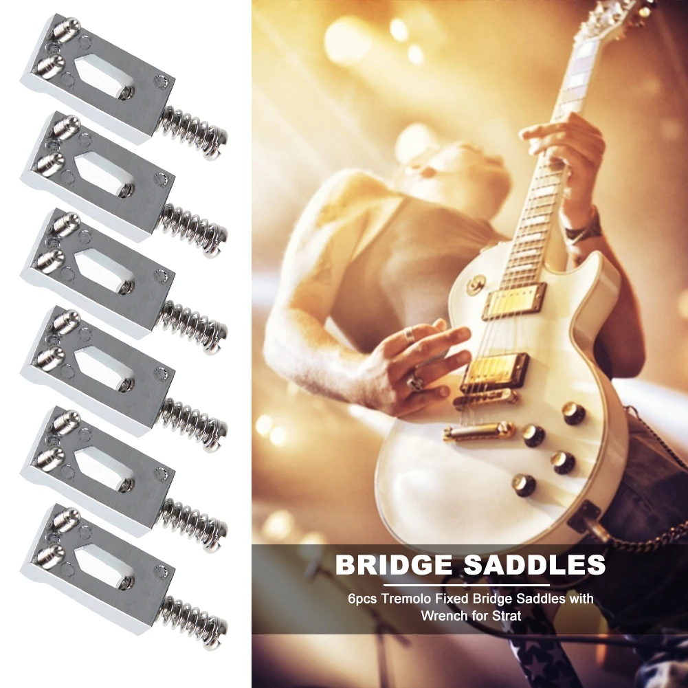 6pcs Replacement Tremolo Fixed Bridge Saddles with Wrench for Stratocaster Elect - £92.90 GBP