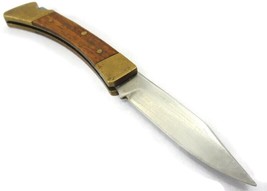 Stainless Steel Wood Brass Folding Pocket Knife &quot;Julian&quot; - £7.74 GBP